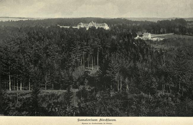 Panoramabild vom Dachsberg auf die Lungenheilstätte Kirchseeon, ca. 1904